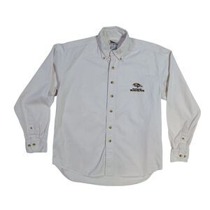 Pro Elite Ravens Button Down Shirt Sz S White Denim 100% Cotton